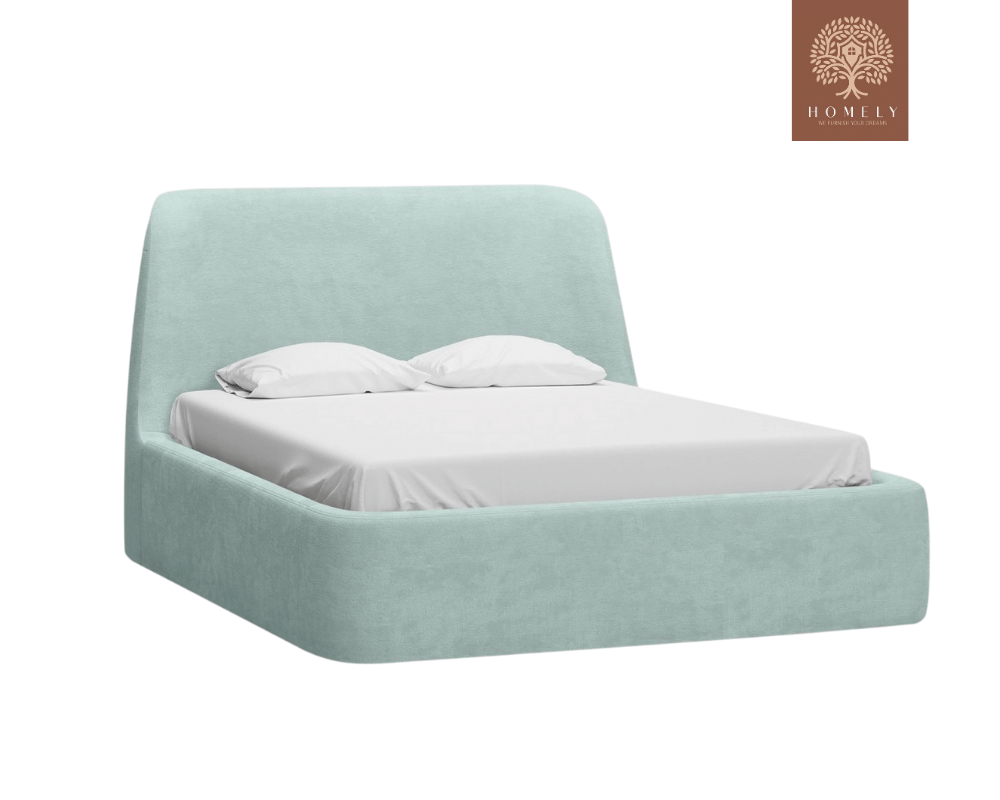 DALTI | LIT DOUBLE EN TISSU ANTI-TACHES CAPITONNÉ