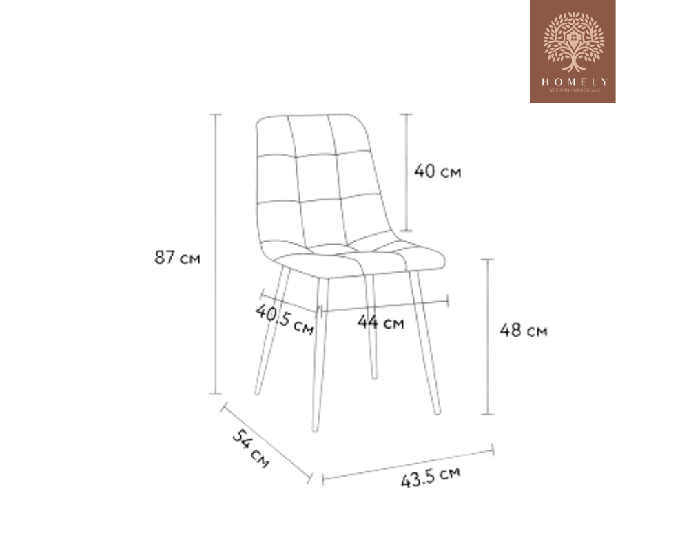 DWEN CHAISE  MODERNE CAPITONNÉE EN VELOURS ANTI-TACHE PIEDS EN METAL