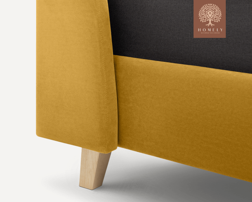 TAYLORY | LIT DOUBLE EN TISSU ANTI-TACHES CAPITONNÉ AVEC SOMMIER COFFRE