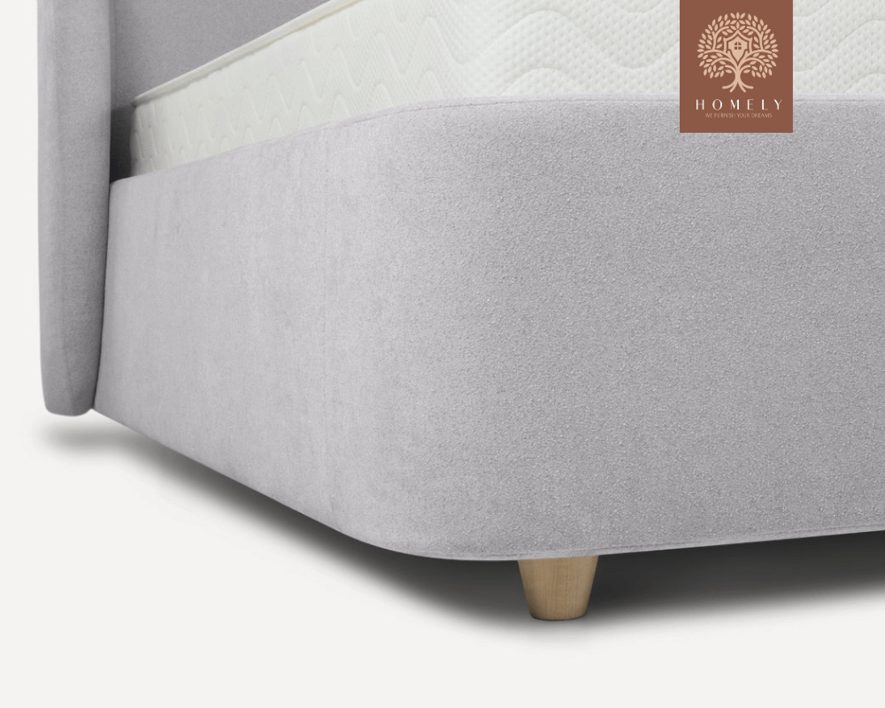 YUNA | LIT DOUBLE EN TISSU ANTI-TACHES CAPITONNÉ AVEC SOMMIER COFFRE