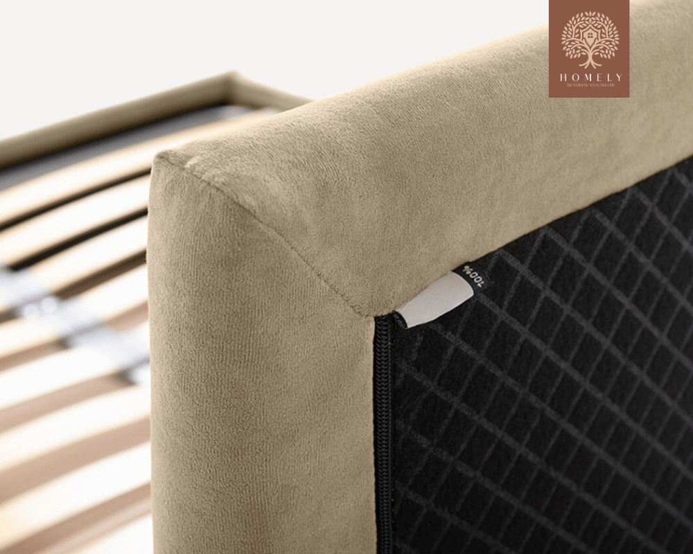 LOISON | LIT DOUBLE EN TISSU ANTI-TACHES CAPITONNÉ