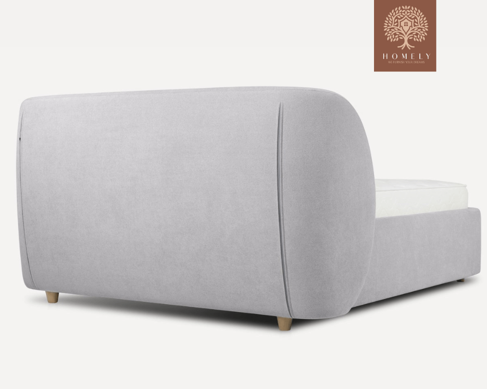 YUNA | LIT DOUBLE EN TISSU ANTI-TACHES CAPITONNÉ AVEC SOMMIER COFFRE