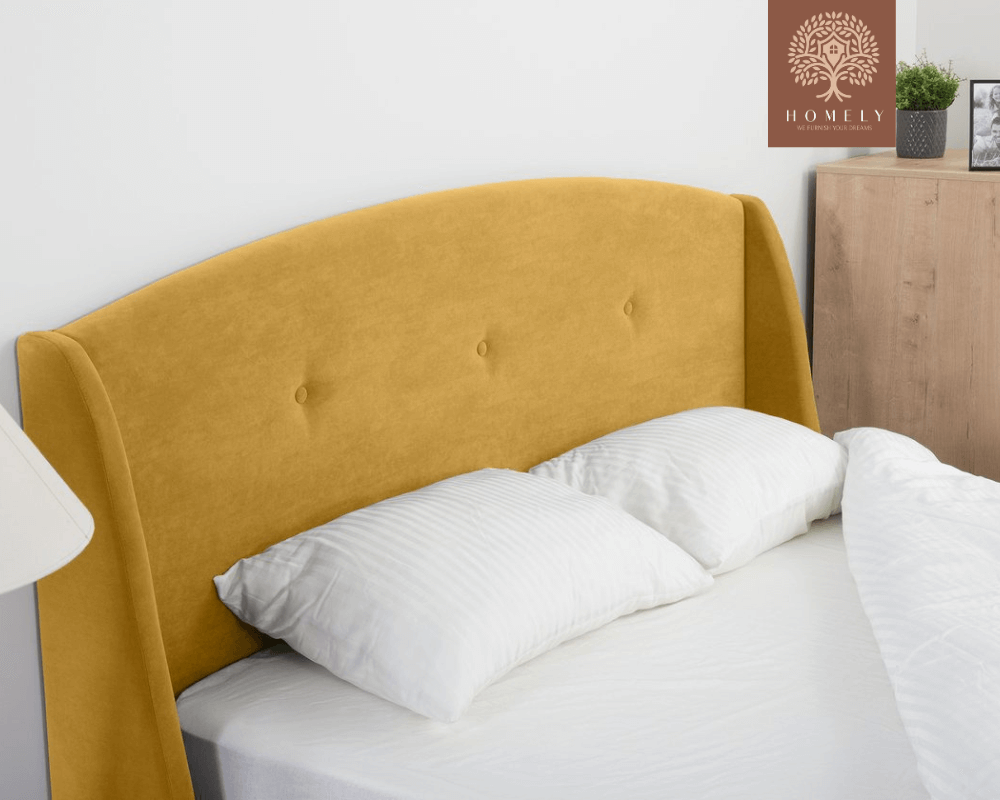 TAYLORY | LIT DOUBLE EN TISSU ANTI-TACHES CAPITONNÉ AVEC SOMMIER COFFRE