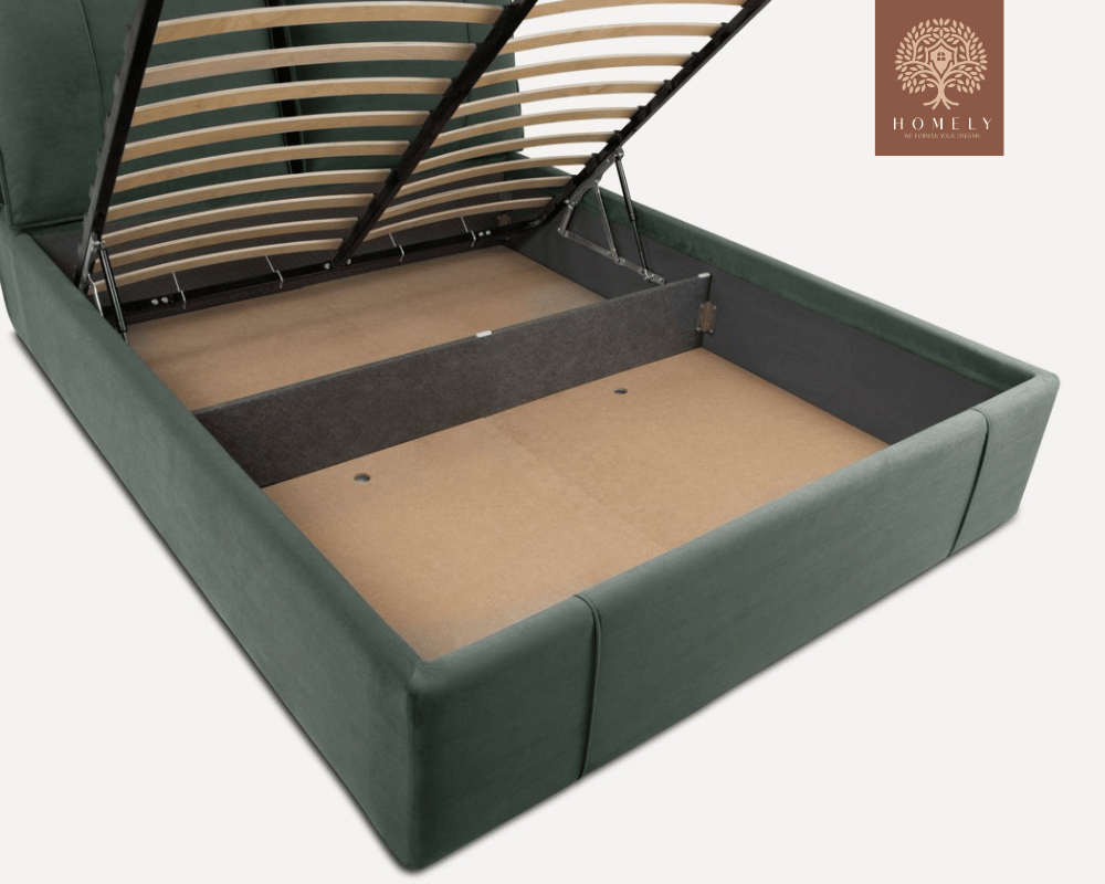 VILLOR | LIT DOUBLE EN TISSU ANTI-TACHES CAPITONNÉ