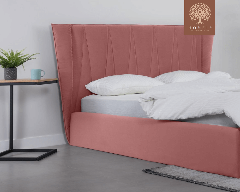 LEWIS | LIT DOUBLE EN TISSU ANTI-TACHES CAPITONNÉ AVEC SOMMIER COFFRE