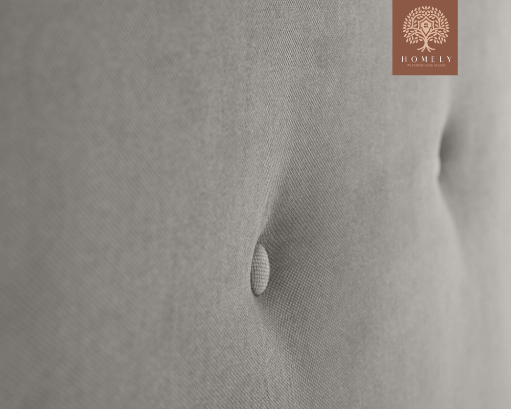 PLIDI | LIT DOUBLE EN TISSU ANTI-TACHES CAPITONNÉ AVEC SOMMIER COFFRE