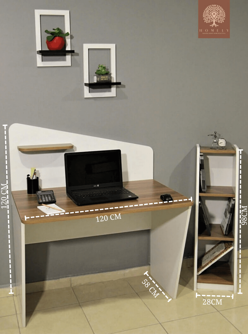 TESLA | BUREAU AVEC ÉTAGÈRE | GRAND PLATEAU