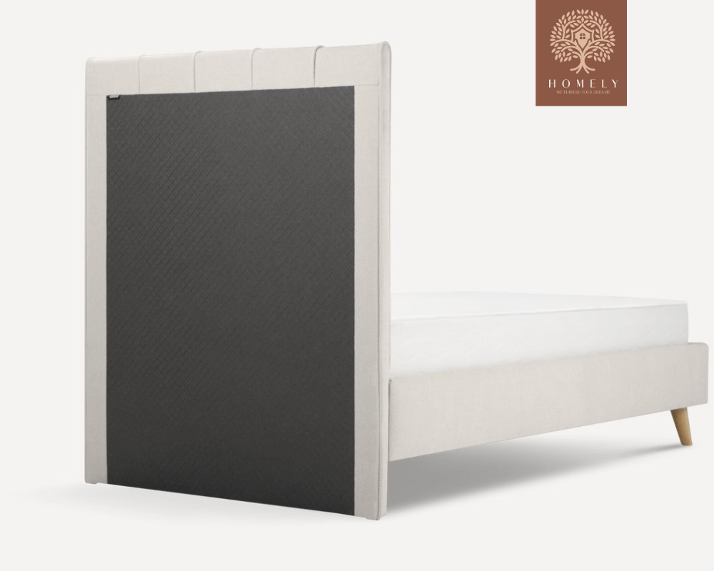 SHARON | LIT EN TISSU ANTI-TACHES CAPITONNÉ AVEC SOMMIER COFFRE