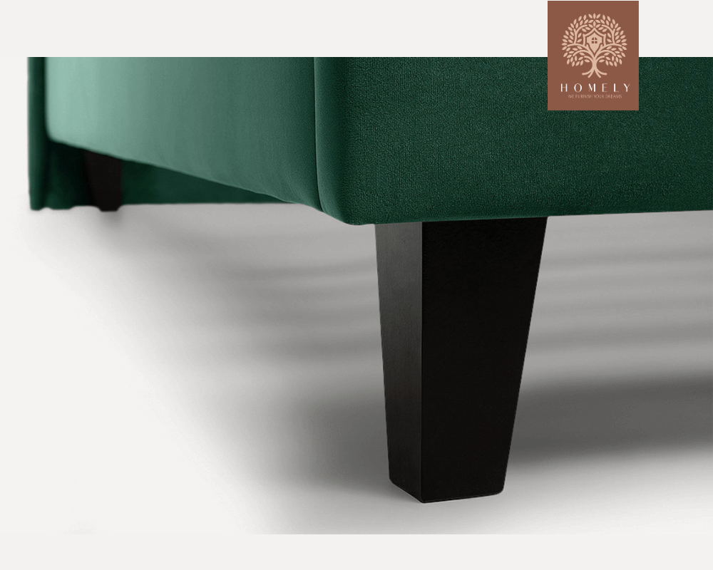 VIENNOIS | LIT DOUBLE EN TISSU ANTI-TACHES CAPITONNÉ AVEC SOMMIER COFFRE