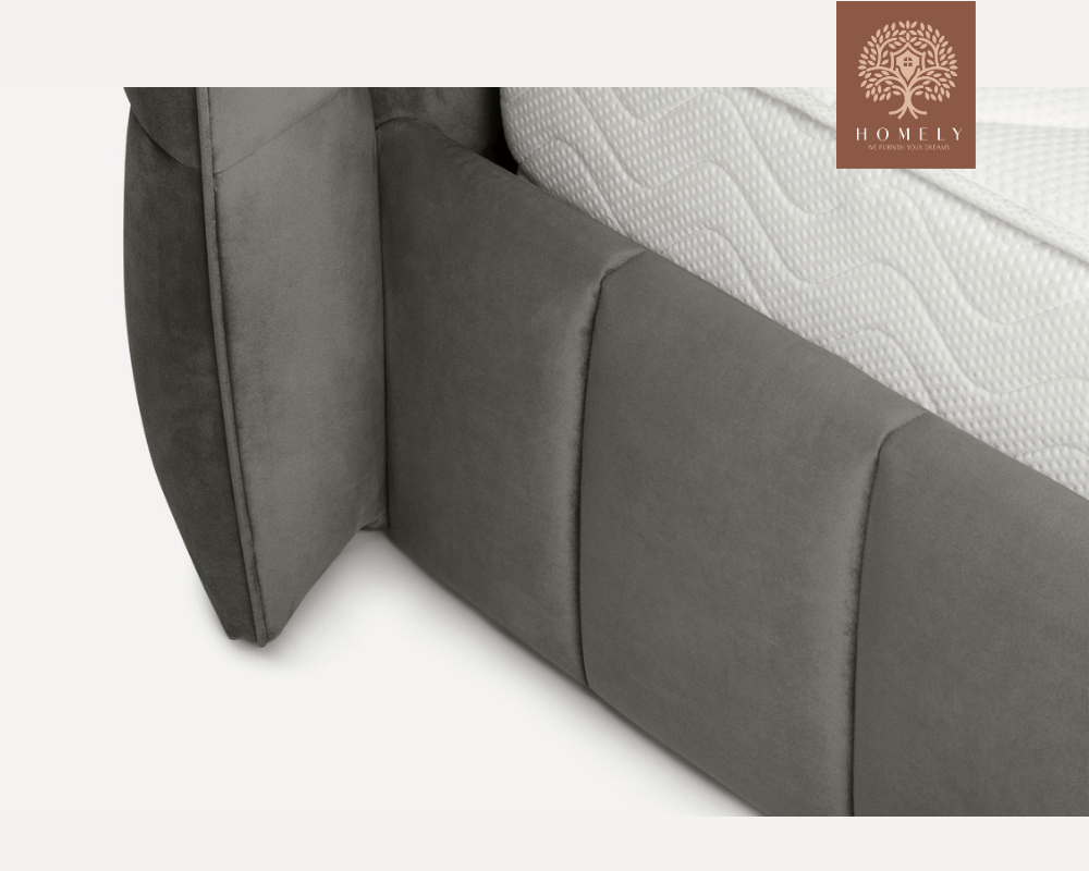 DIAMAND | LIT DOUBLE EN TISSU ANTI-TACHES CAPITONNÉ AVEC SOMMIER COFFRE