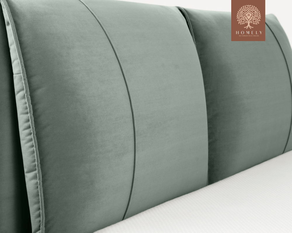 VILLOR | LIT DOUBLE EN TISSU ANTI-TACHES CAPITONNÉ