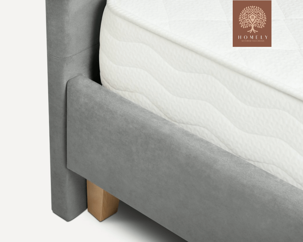 WILLEM | LIT DOUBLE EN TISSU ANTI-TACHES CAPITONNÉ AVEC SOMMIER COFFRE