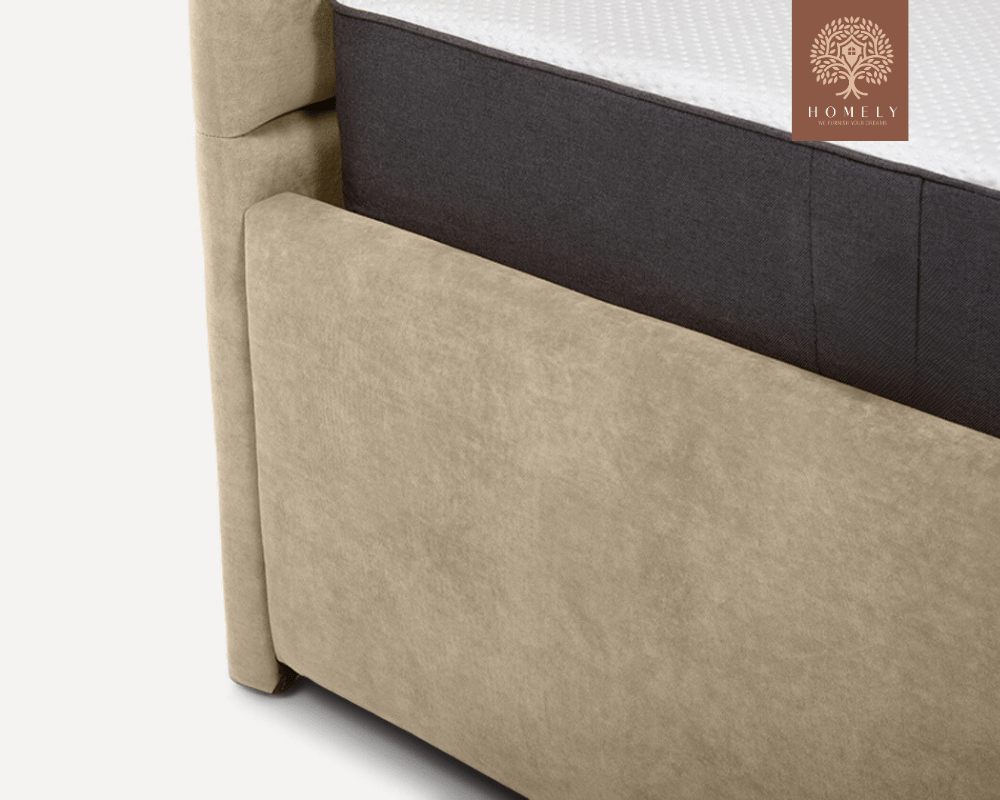 LOISON | LIT DOUBLE EN TISSU ANTI-TACHES CAPITONNÉ