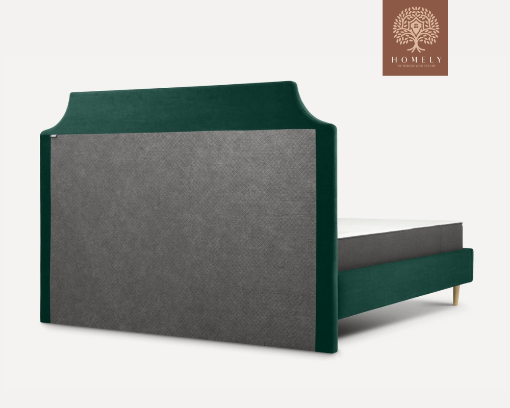 ADONA | LIT DOUBLE EN TISSU ANTI-TACHES CAPITONNÉ AVEC SOMMIER COFFRE