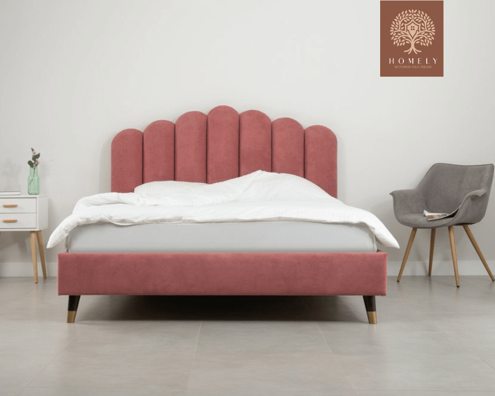 LIEL | LIT DOUBLE EN TISSU ANTI-TACHES CAPITONNÉ AVEC SOMMIER COFFRE