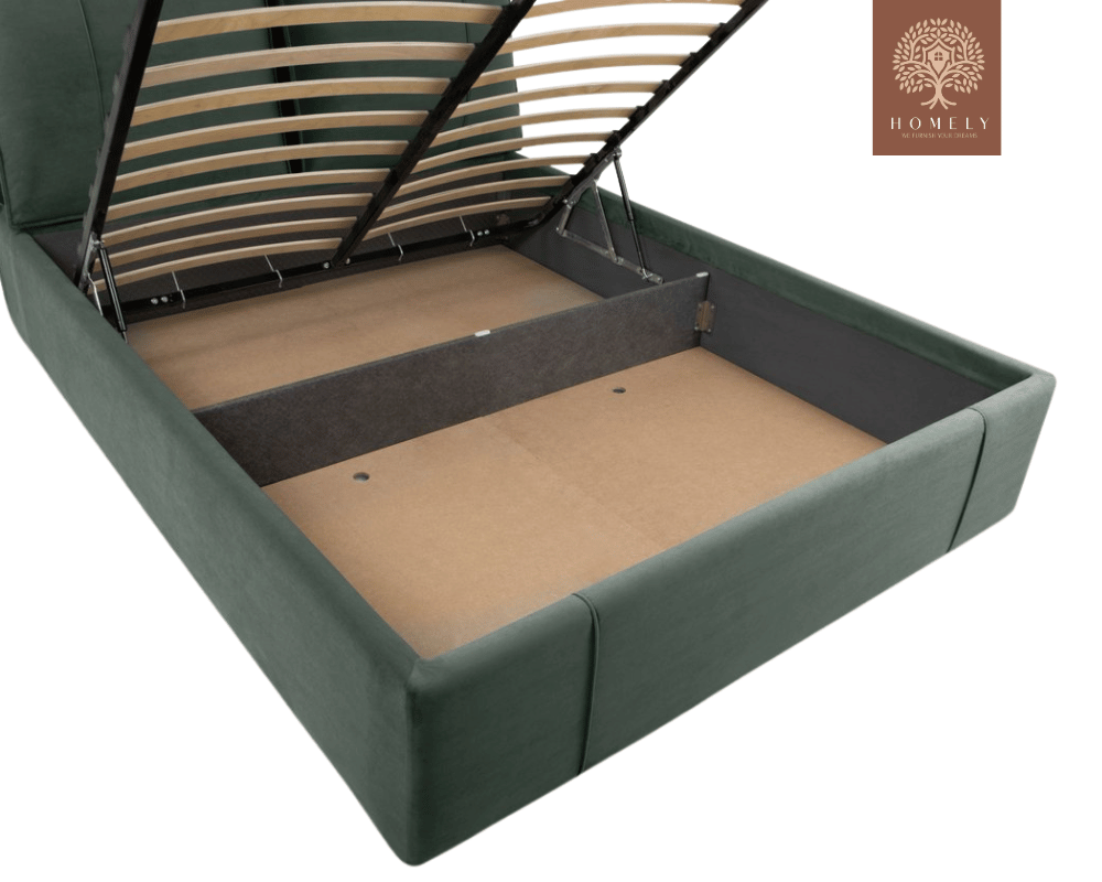 VILLOR | LIT DOUBLE EN TISSU ANTI-TACHES CAPITONNÉ