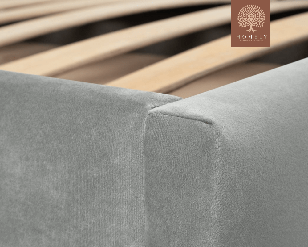 WILLEM | LIT DOUBLE EN TISSU ANTI-TACHES CAPITONNÉ AVEC SOMMIER COFFRE