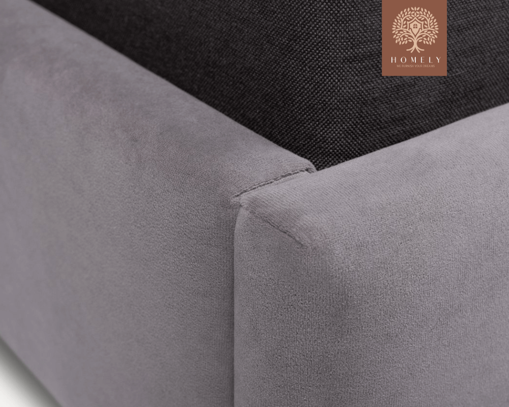 LIERI | LIT DOUBLE EN TISSU ANTI-TACHES CAPITONNÉ AVEC SOMMIER COFFRE