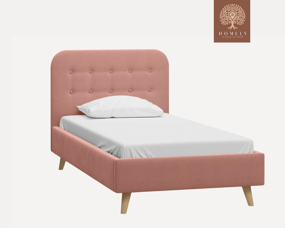 DOYENS | LIT EN TISSU ANTI-TACHES CAPITONNÉ AVEC SOMMIER COFFRE