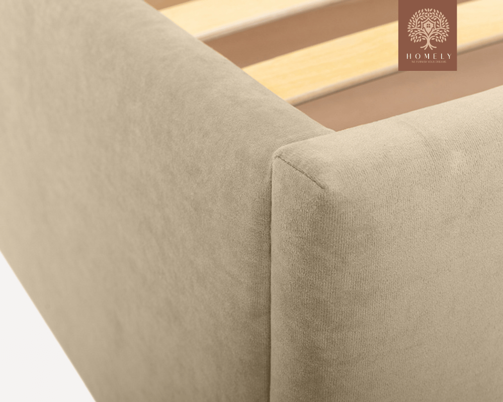 LOISON | LIT DOUBLE EN TISSU ANTI-TACHES CAPITONNÉ