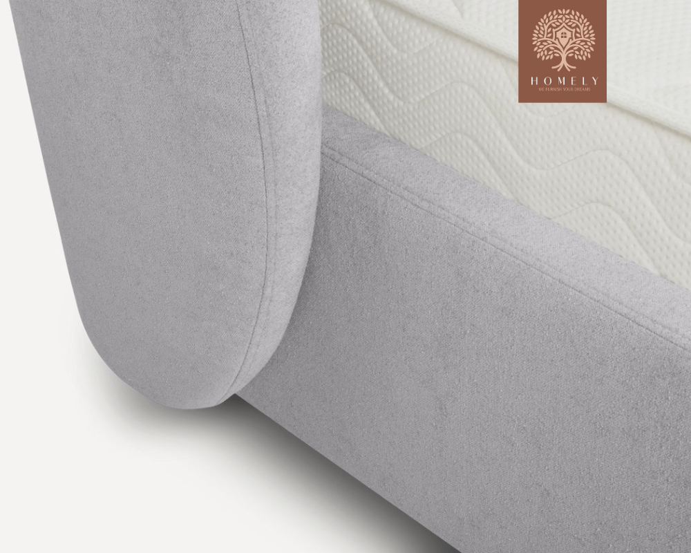 YUNA | LIT DOUBLE EN TISSU ANTI-TACHES CAPITONNÉ AVEC SOMMIER COFFRE