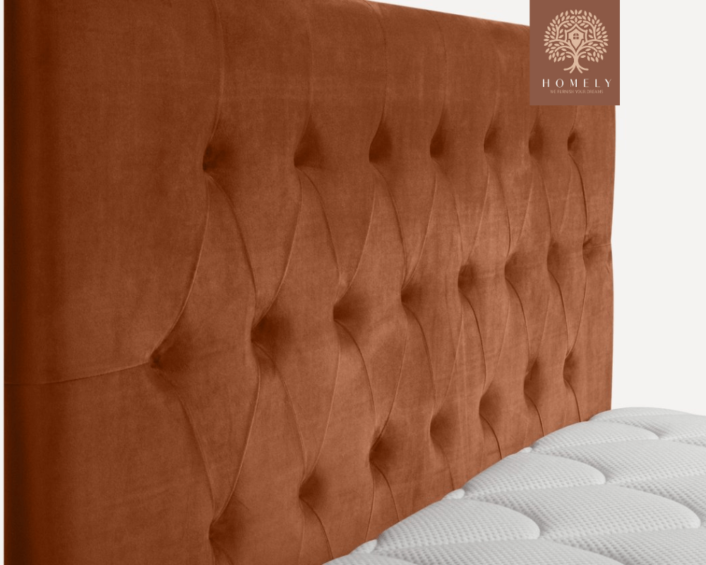 RAVERTY | LIT DOUBLE EN TISSU ANTI-TACHES CAPITONNÉ AVEC SOMMIER COFFRE