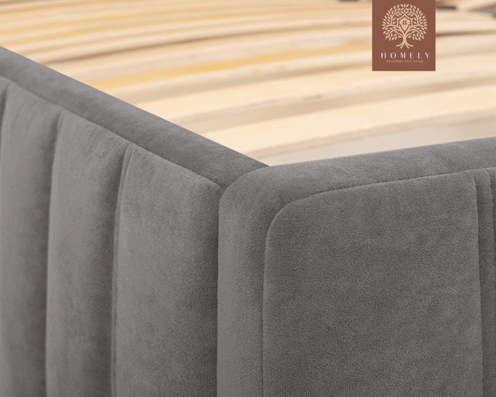 MARKFUL | LIT DOUBLE EN TISSU ANTI-TACHES CAPITONNÉ AVEC SOMMIER COFFRE