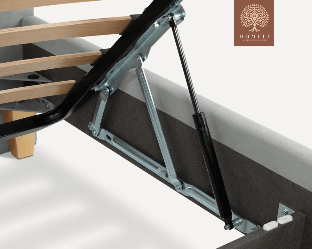 WILLEM | LIT DOUBLE EN TISSU ANTI-TACHES CAPITONNÉ AVEC SOMMIER COFFRE