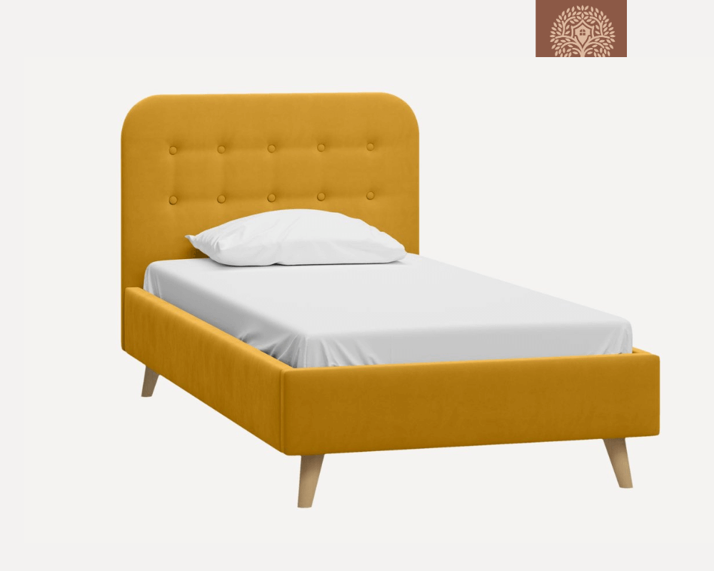 DOYENS | LIT EN TISSU ANTI-TACHES CAPITONNÉ AVEC SOMMIER COFFRE