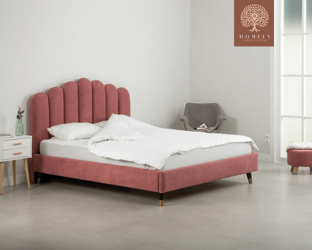 LIEL | LIT DOUBLE EN TISSU ANTI-TACHES CAPITONNÉ AVEC SOMMIER COFFRE