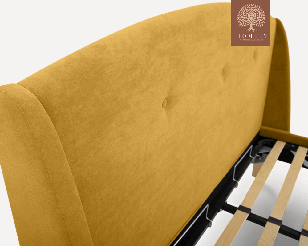 TAYLORY | LIT DOUBLE EN TISSU ANTI-TACHES CAPITONNÉ AVEC SOMMIER COFFRE