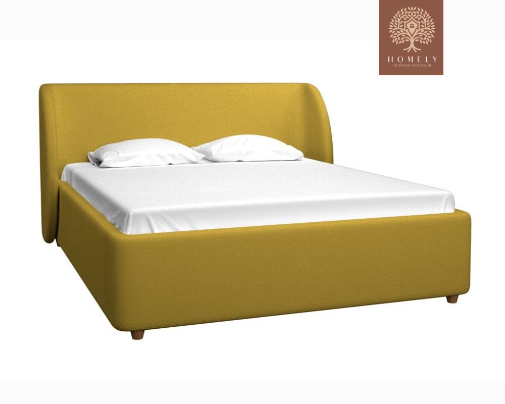 YUNA | LIT DOUBLE EN TISSU ANTI-TACHES CAPITONNÉ AVEC SOMMIER COFFRE