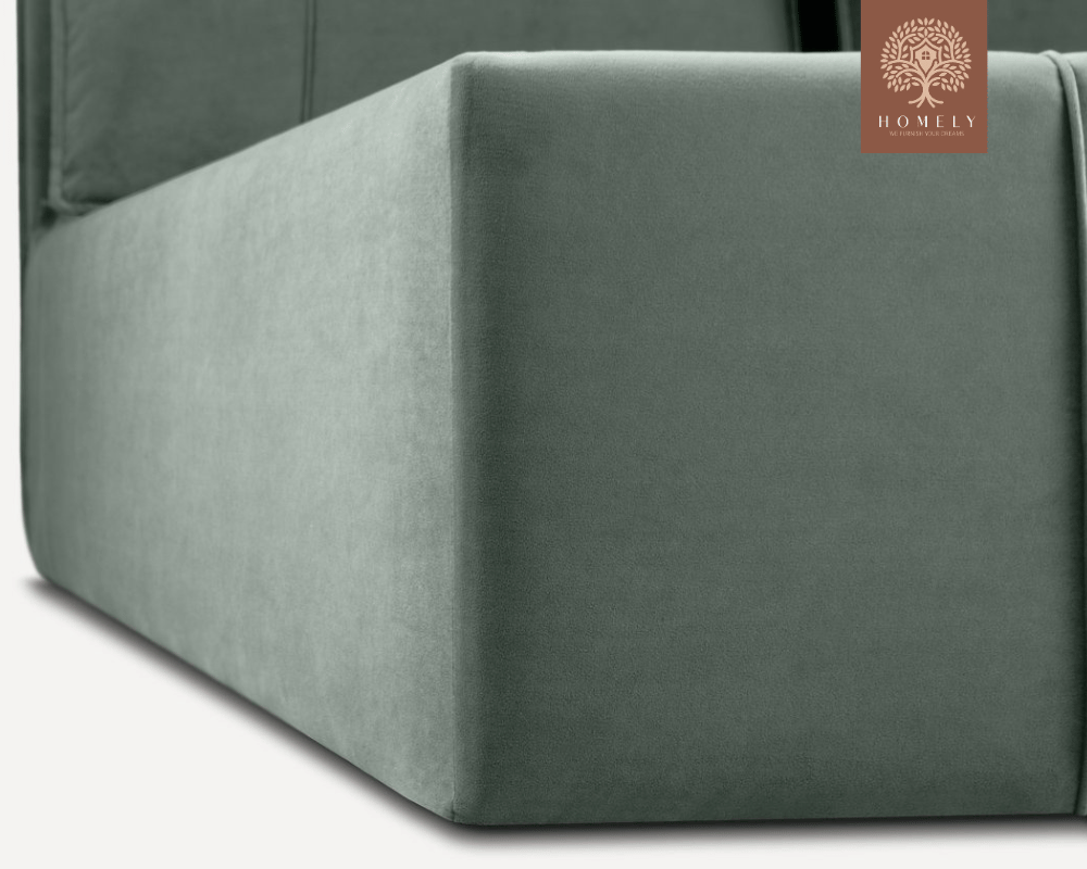 VILLOR | LIT DOUBLE EN TISSU ANTI-TACHES CAPITONNÉ