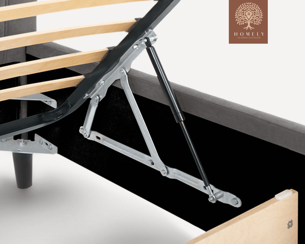 MARKFUL | LIT DOUBLE EN TISSU ANTI-TACHES CAPITONNÉ AVEC SOMMIER COFFRE