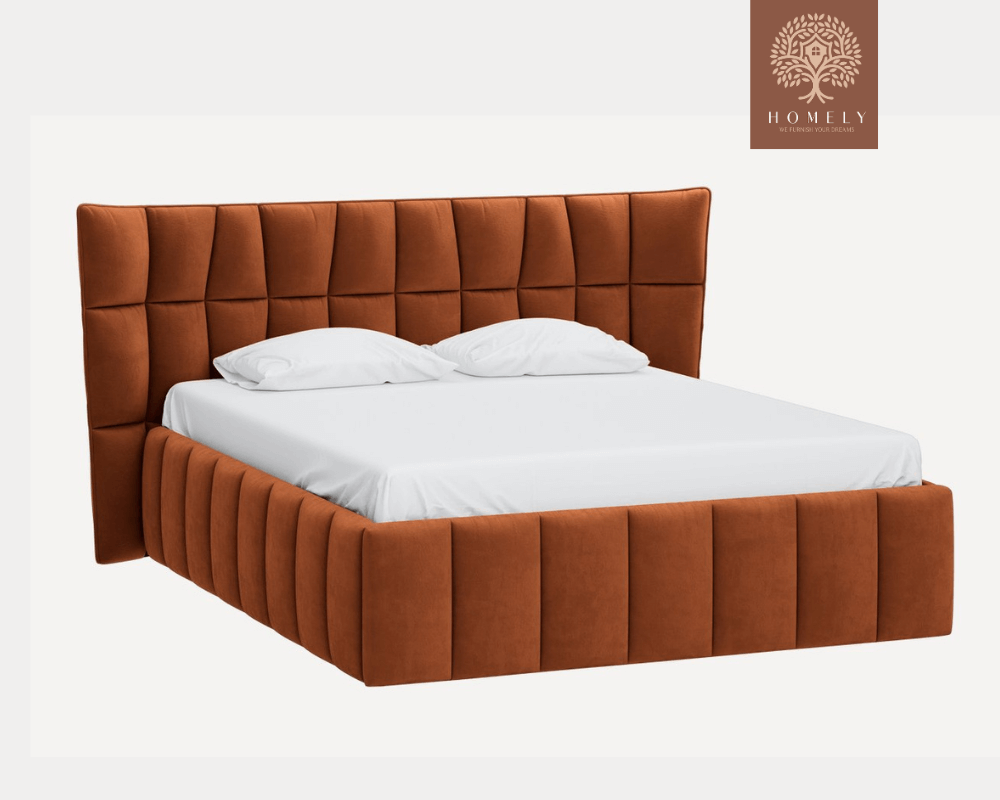 DIAMAND | LIT DOUBLE EN TISSU ANTI-TACHES CAPITONNÉ AVEC SOMMIER COFFRE