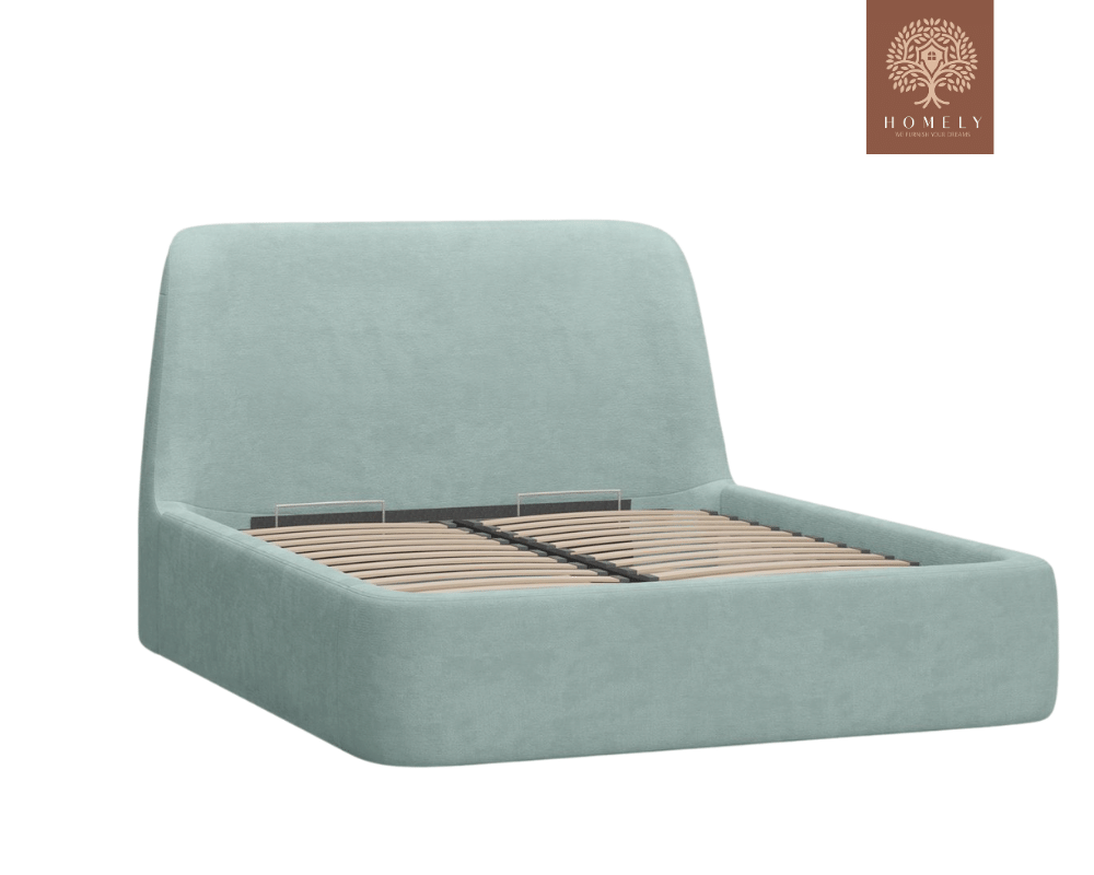 DALTI | LIT DOUBLE EN TISSU ANTI-TACHES CAPITONNÉ