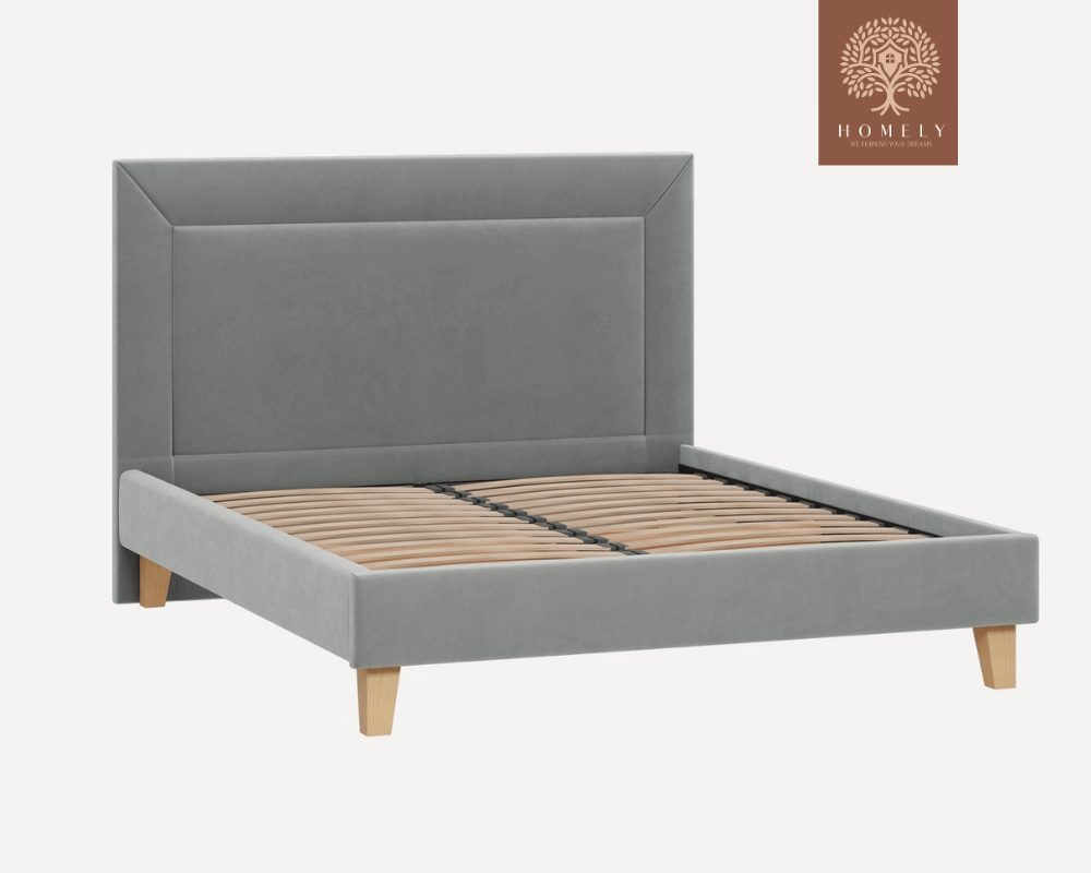 WILLEM | LIT DOUBLE EN TISSU ANTI-TACHES CAPITONNÉ AVEC SOMMIER COFFRE