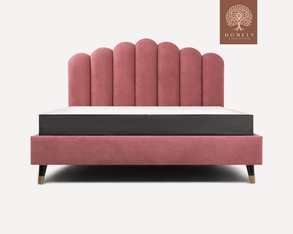 LIEL | LIT DOUBLE EN TISSU ANTI-TACHES CAPITONNÉ AVEC SOMMIER COFFRE