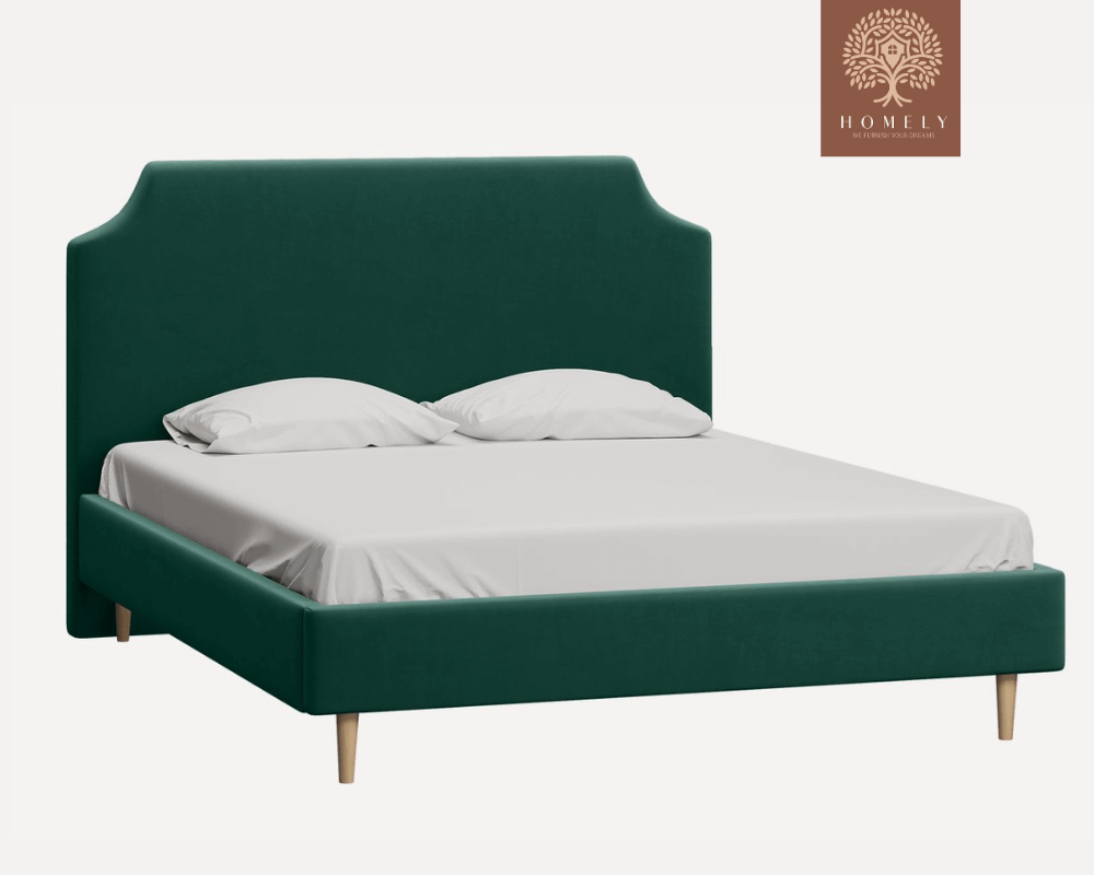 ADONA | LIT DOUBLE EN TISSU ANTI-TACHES CAPITONNÉ AVEC SOMMIER COFFRE