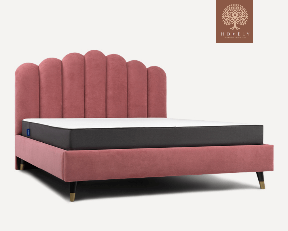 LIEL | LIT DOUBLE EN TISSU ANTI-TACHES CAPITONNÉ AVEC SOMMIER COFFRE