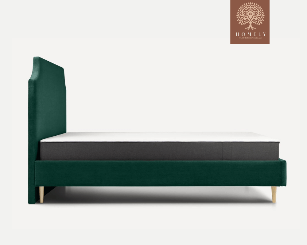 ADONA | LIT DOUBLE EN TISSU ANTI-TACHES CAPITONNÉ AVEC SOMMIER COFFRE