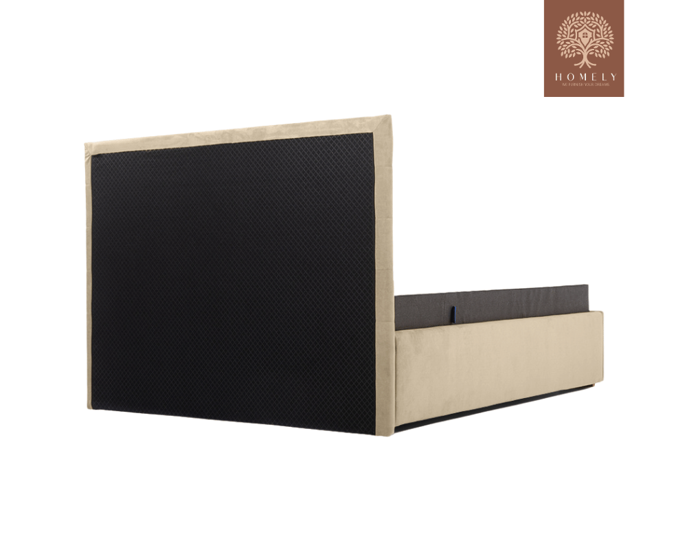 LOISON | LIT DOUBLE EN TISSU ANTI-TACHES CAPITONNÉ