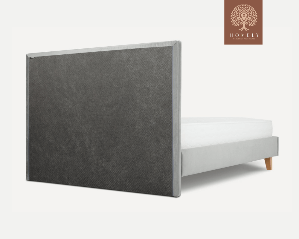 WILLEM | LIT DOUBLE EN TISSU ANTI-TACHES CAPITONNÉ AVEC SOMMIER COFFRE