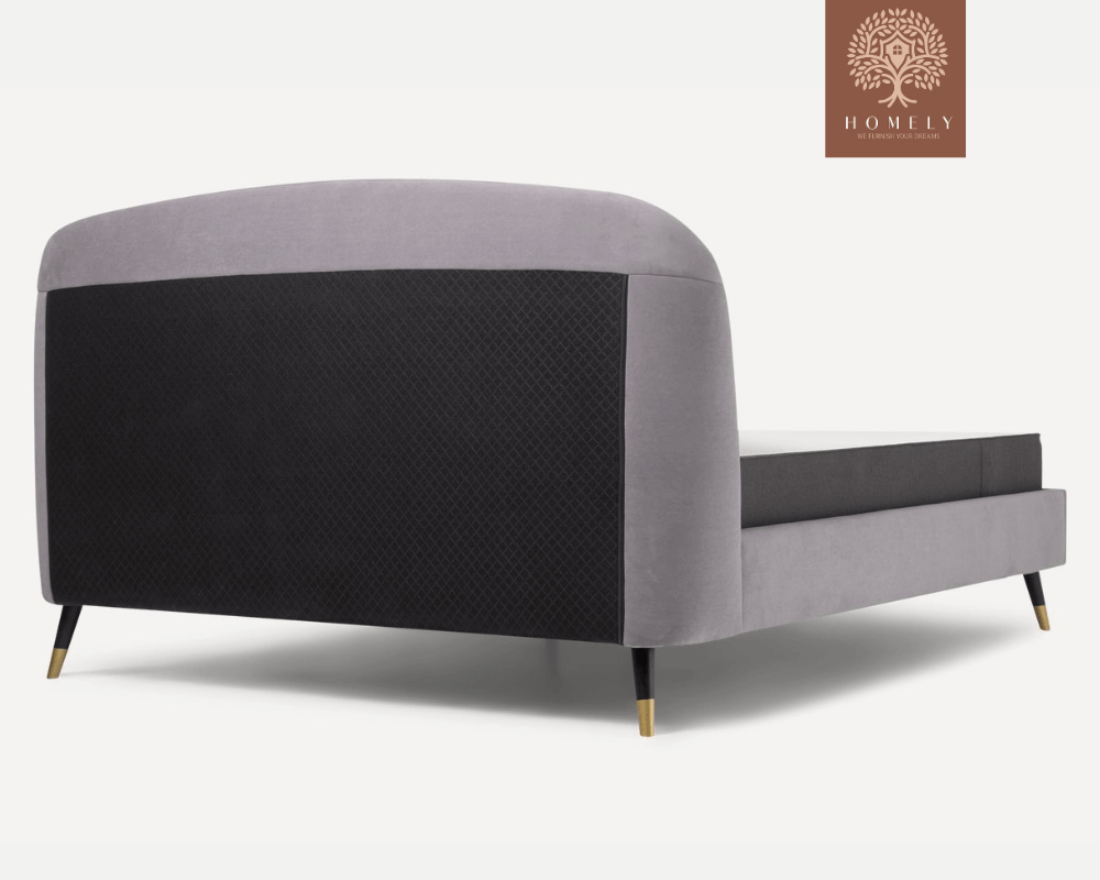 LIERI | LIT DOUBLE EN TISSU ANTI-TACHES CAPITONNÉ AVEC SOMMIER COFFRE