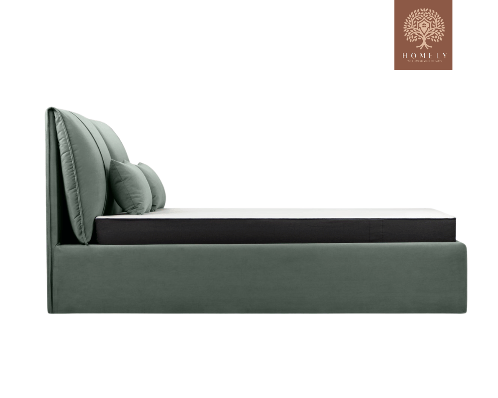 VILLOR | LIT DOUBLE EN TISSU ANTI-TACHES CAPITONNÉ