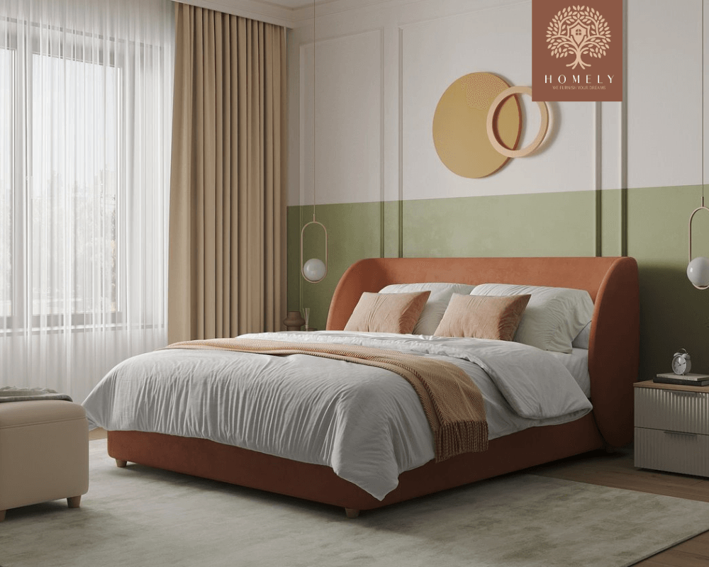 YUNA | LIT DOUBLE EN TISSU ANTI-TACHES CAPITONNÉ AVEC SOMMIER COFFRE