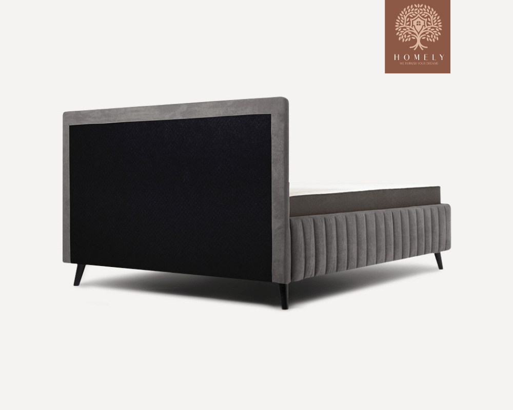 MARKFUL | LIT DOUBLE EN TISSU ANTI-TACHES CAPITONNÉ AVEC SOMMIER COFFRE