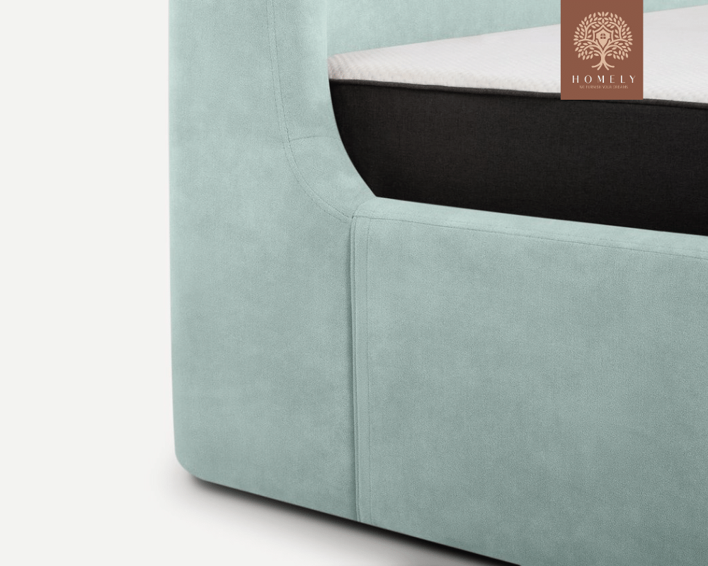 DALTI | LIT DOUBLE EN TISSU ANTI-TACHES CAPITONNÉ