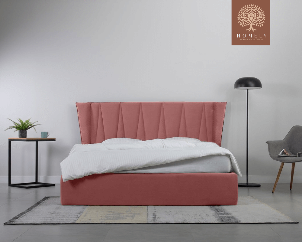 LEWIS | LIT DOUBLE EN TISSU ANTI-TACHES CAPITONNÉ AVEC SOMMIER COFFRE