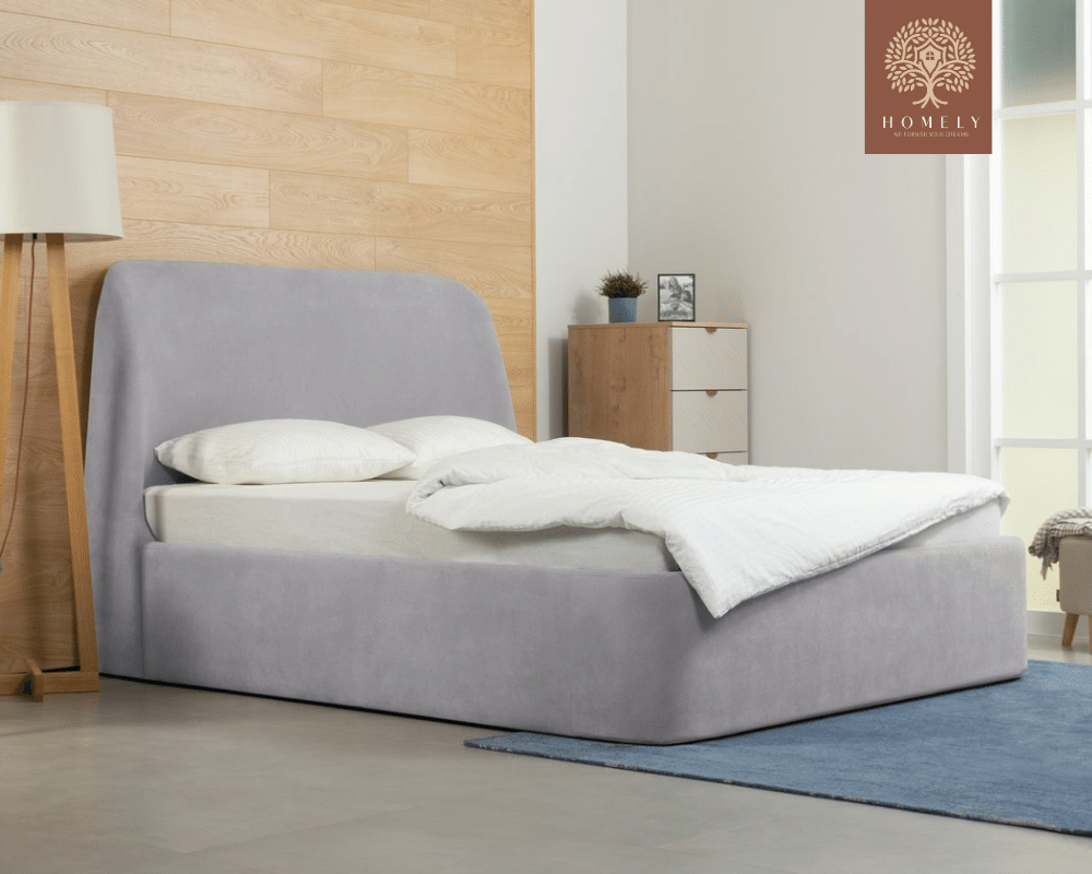 DALTI | LIT DOUBLE EN TISSU ANTI-TACHES CAPITONNÉ